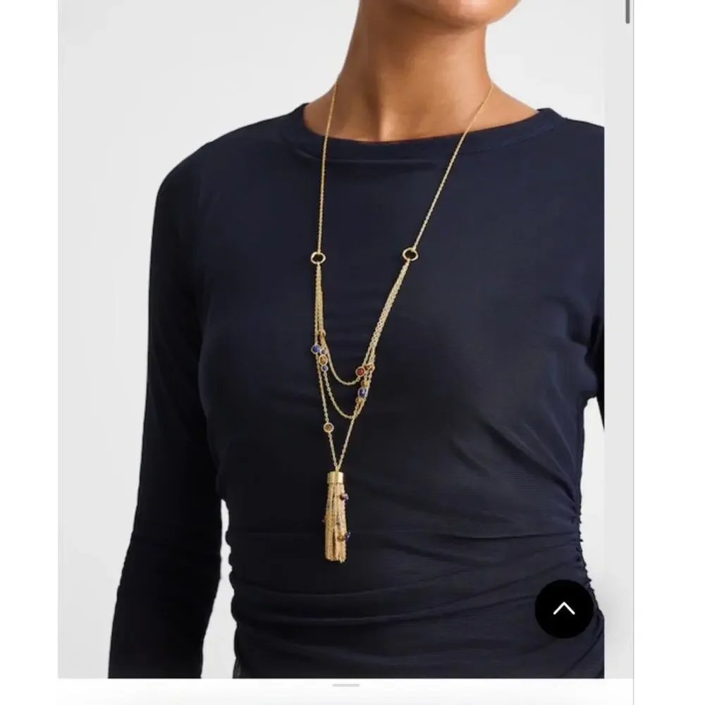 Madewell Womens Semiprecious Tassel Pendant Layered Necklace One Size NWT - Picture 6 of 12
